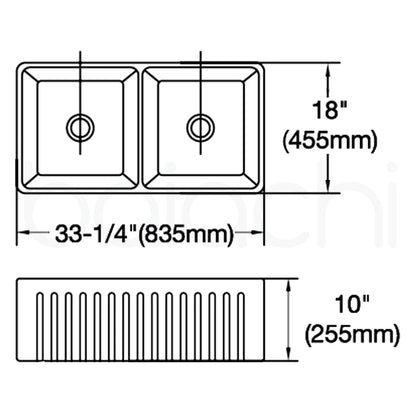 Baiachi 845X455X255mm Butler Farmhouse Fireclay Kitchen Laundry Sink Stainless Steel Waste