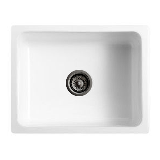 Baiachi 600X470X254mm Butler Farmhouse Kitchen Laundry Ceramic Sink Gun Metal Waste