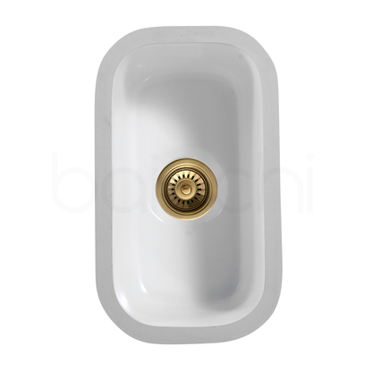 Baiachi Ceramic Kitchen and Laundry Undermount Sink Brushed Gold Waste