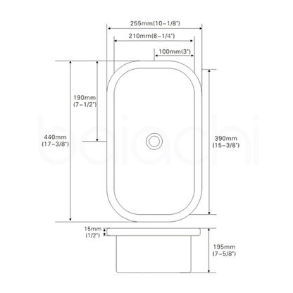 Baiachi Ceramic Kitchen and Laundry Undermount Sink Matte Black Waste