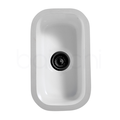Baiachi Ceramic Kitchen and Laundry Undermount Sink Matte Black Waste