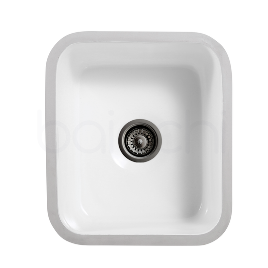 Baiachi Ceramic Kitchen and Laundry Undermount Sink Gun Metal Waste