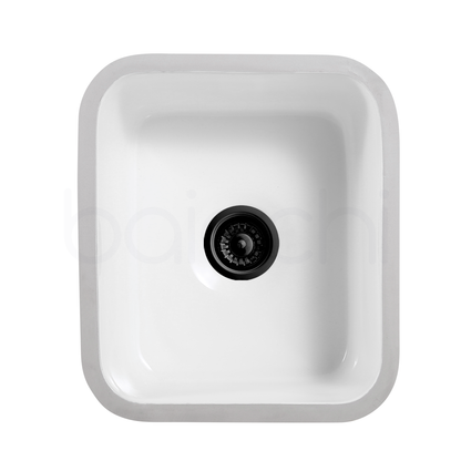 Baiachi Ceramic Kitchen and Laundry Sink Undermount Matte Black Waste