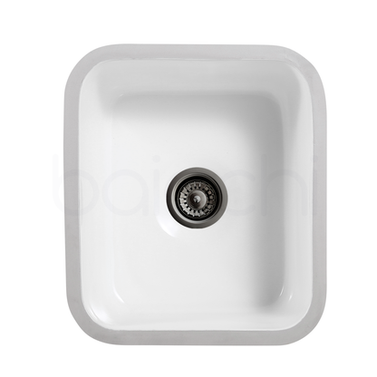 Baiachi Ceramic Kitchen and Laundry Sink Undermount Matte Black Waste