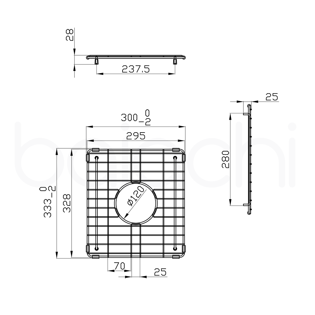Baiachi Kitchen Sink Grid Brushed Copper