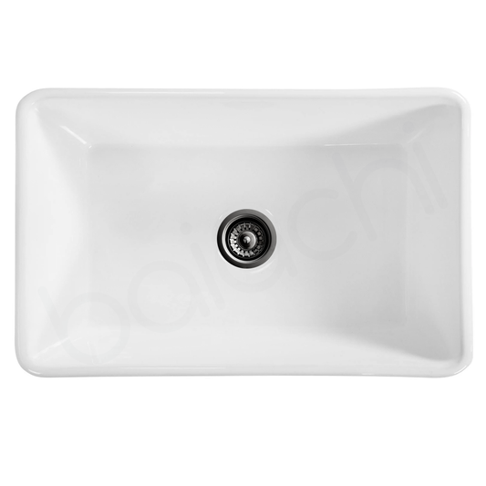 Baiachi 835X460X255mm Butler Farmhouse Fireclay Kitchen Laundry Sink Gun Metal Waste