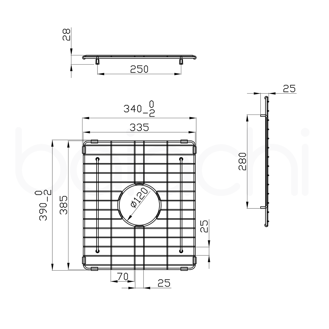 Baiachi Kitchen Sink Grid Gun Metal