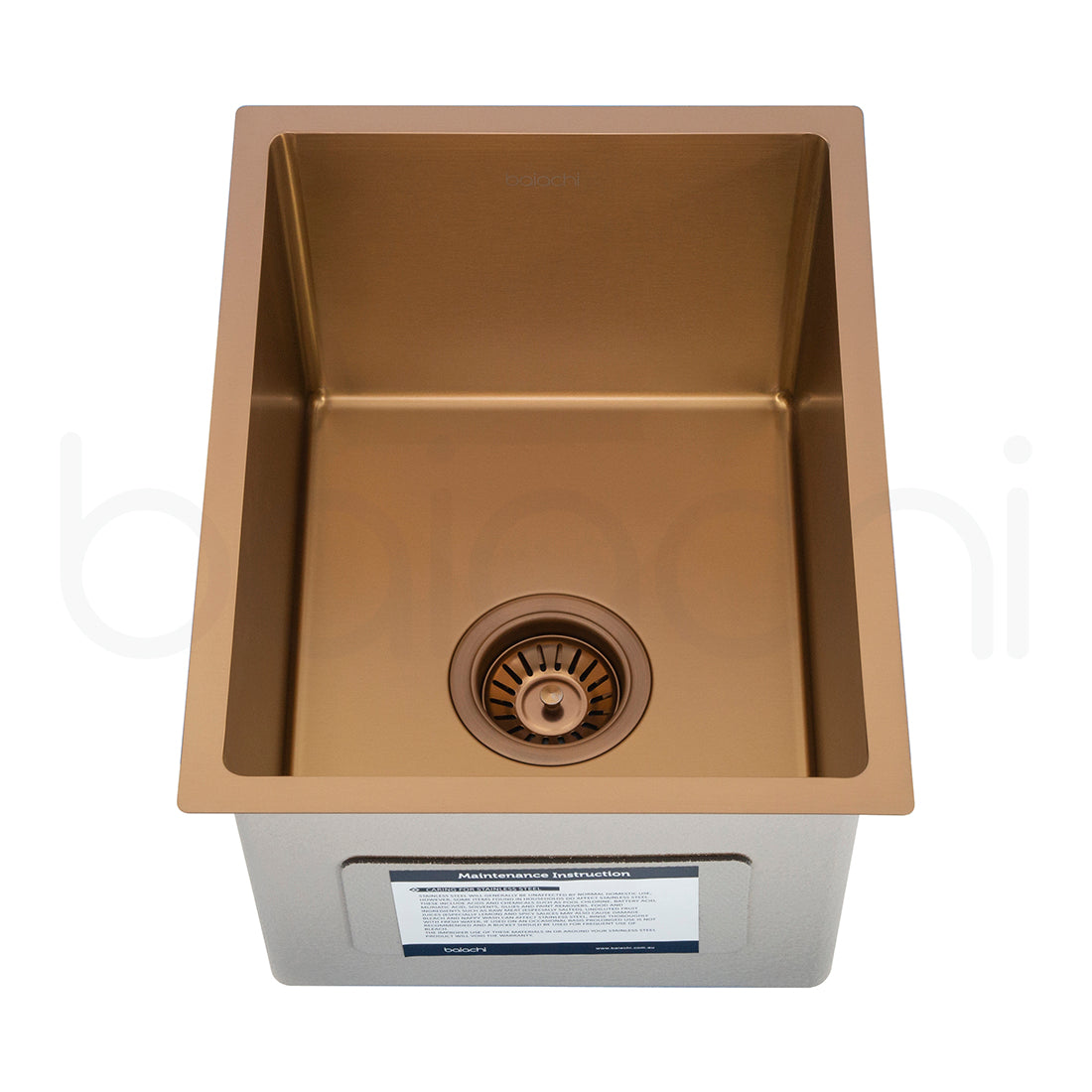 Baiachi 350x450 Handmade Kitchen and Laundry Stainless Steel Sink Single Bowl Top Undermount Brushed Copper