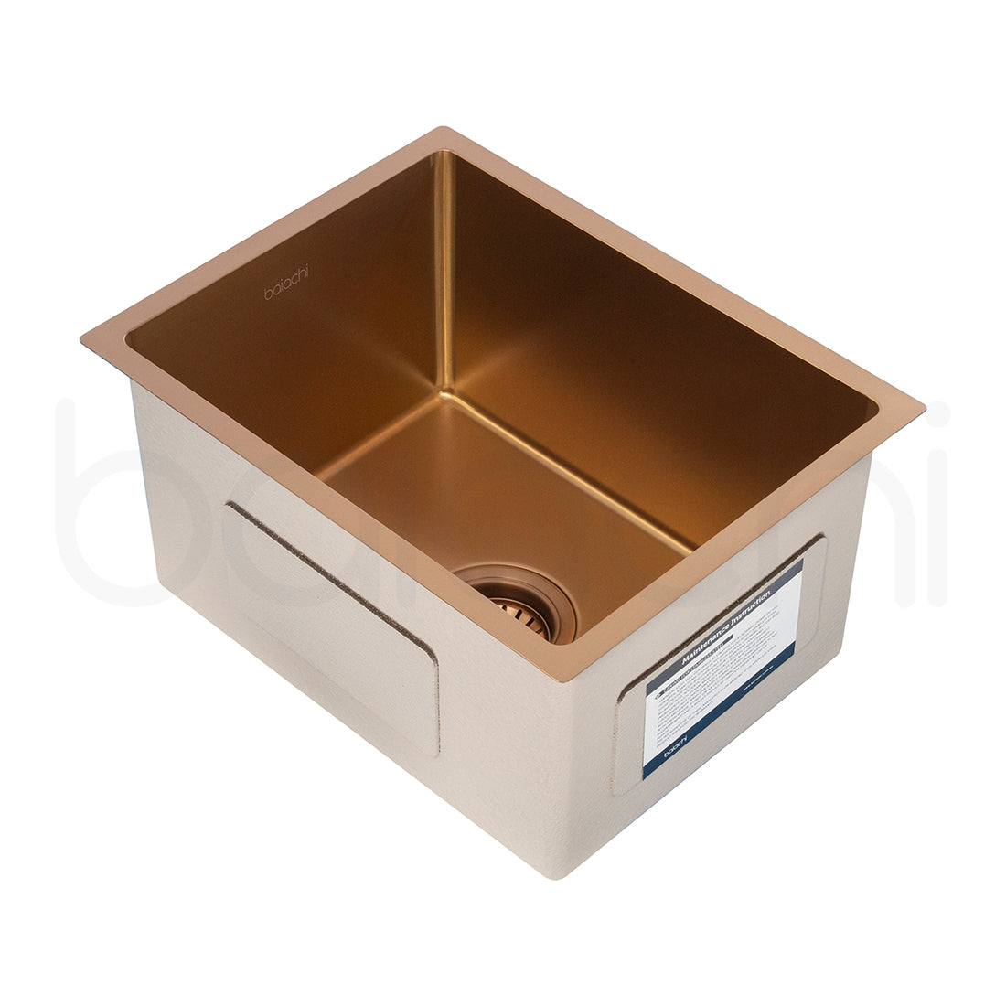 Baiachi 350x450 Handmade Kitchen and Laundry Stainless Steel Sink Single Bowl Top Undermount Brushed Copper