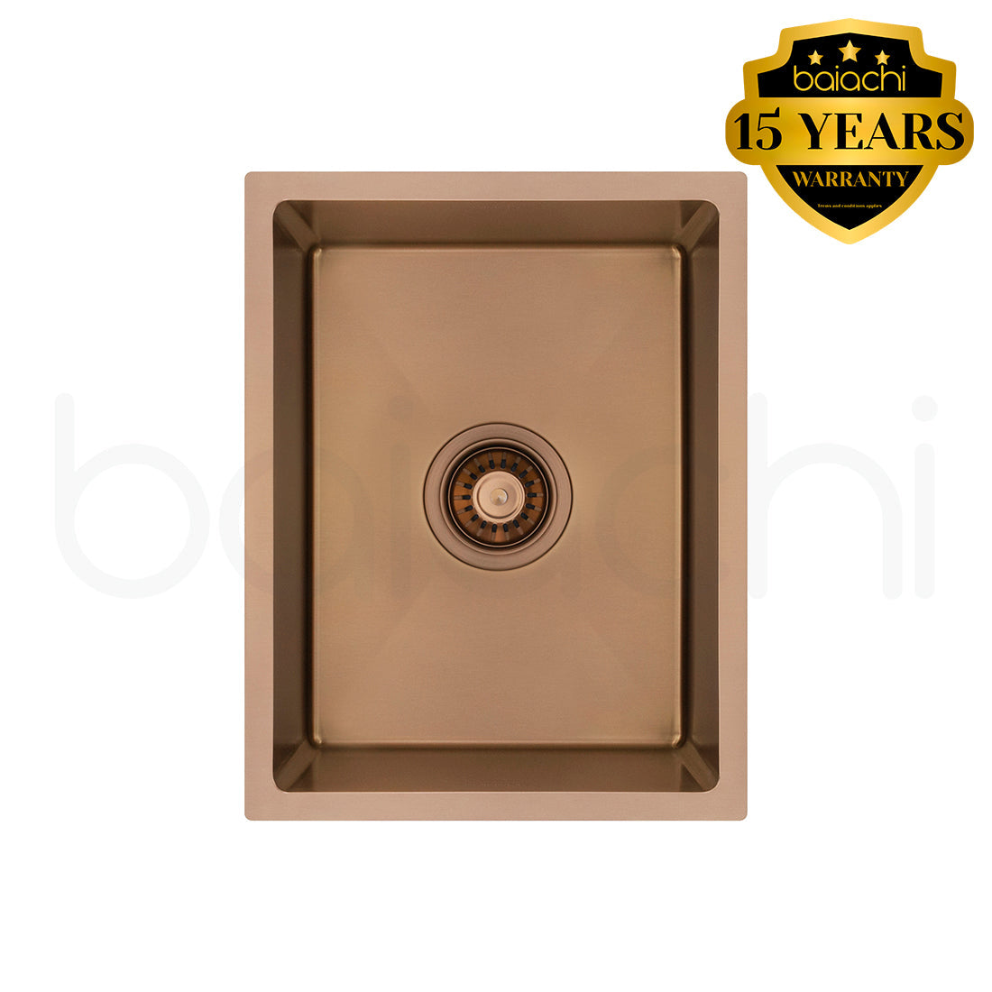 Baiachi 350x450 Handmade Kitchen and Laundry Stainless Steel Sink Single Bowl Top Undermount Brushed Copper