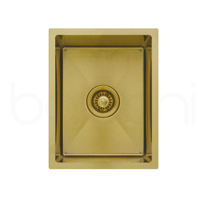 Baiachi 350x450 Handmade Kitchen and Laundry Stainless Steel Sink Single Bowl Top Undermount Brushed Gold