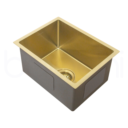 Baiachi 350x450 Handmade Kitchen and Laundry Stainless Steel Sink Single Bowl Top Undermount Brushed Gold