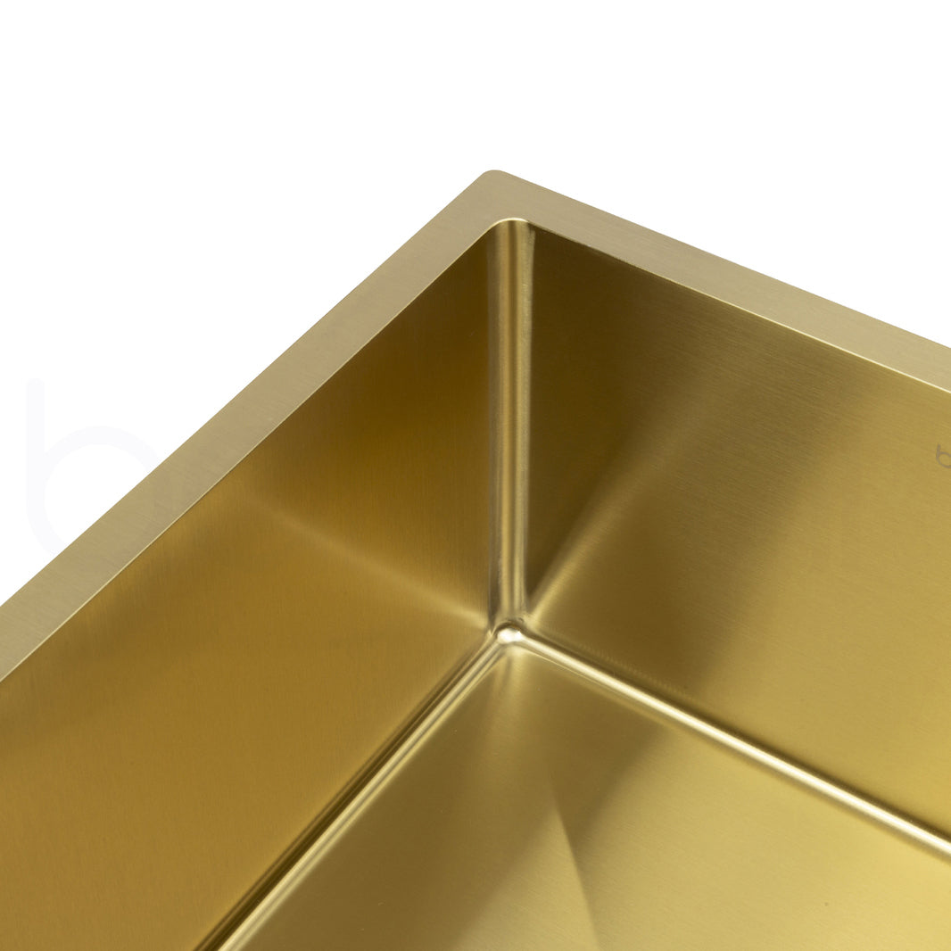 Baiachi 350x450 Handmade Kitchen and Laundry Stainless Steel Sink Single Bowl Top Undermount Brushed Gold