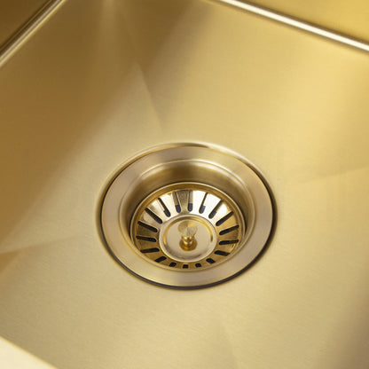 Baiachi 350x450 Handmade Kitchen and Laundry Stainless Steel Sink Single Bowl Top Undermount Brushed Gold