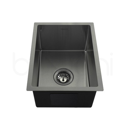 Baiachi 350x450 Handmade Kitchen and Laundry Stainless Steel Sink Single Bowl Top Undermount Gun Metal
