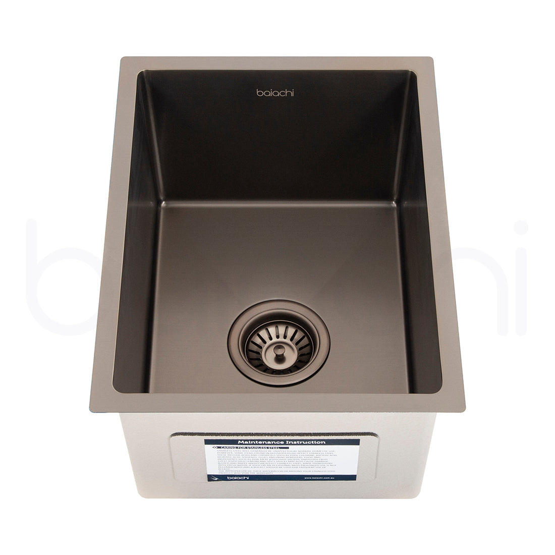 Baiachi 350x450 Handmade Kitchen and Laundry Stainless Steel Sink Single Bowl Top Undermount Antique Bronze