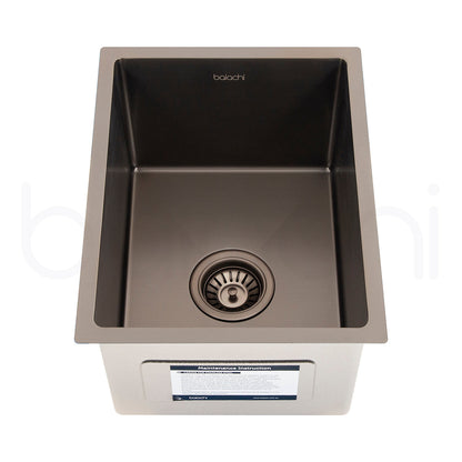 Baiachi 350x450 Handmade Kitchen and Laundry Stainless Steel Sink Single Bowl Top Undermount Antique Bronze