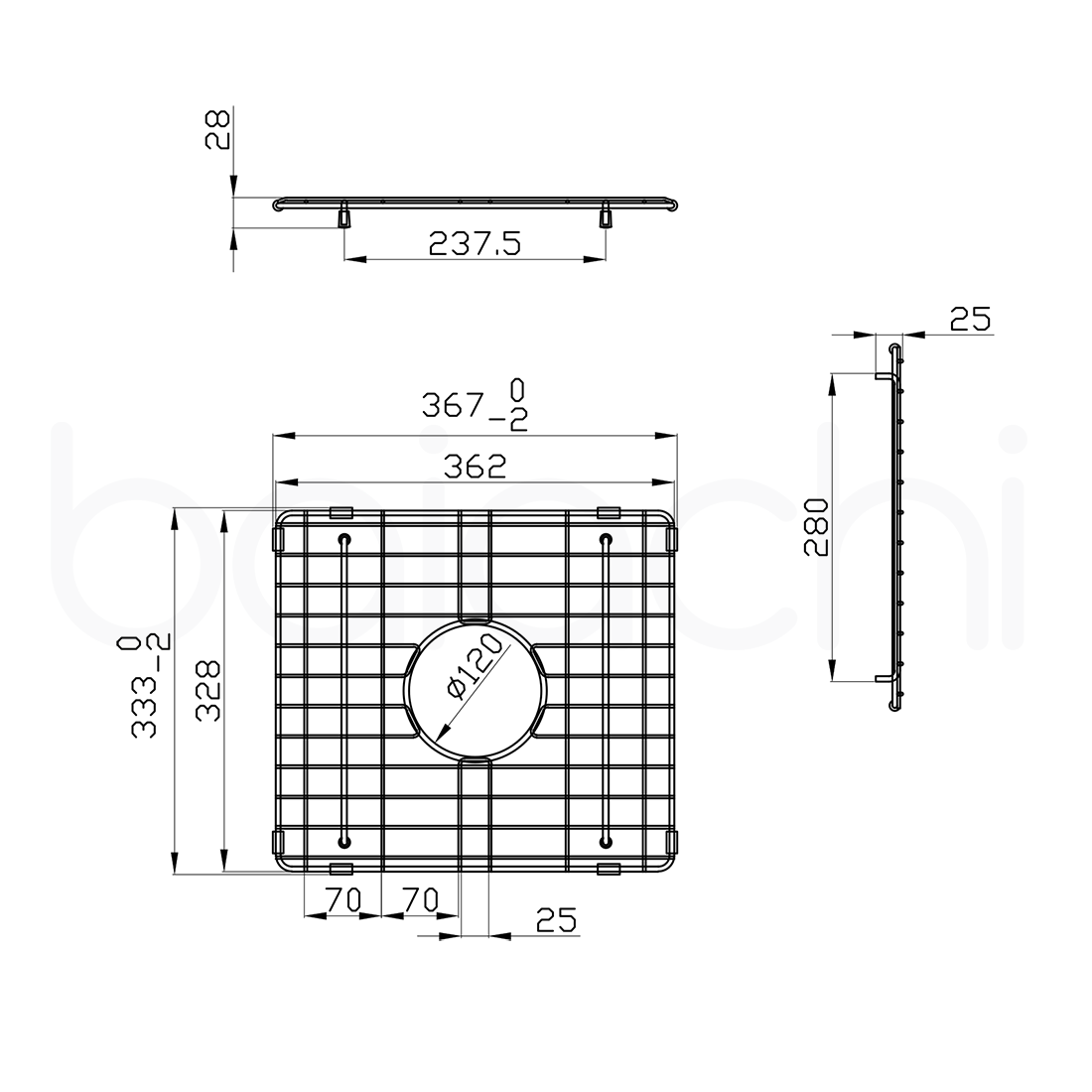Baiachi Kitchen Sink Grid Gun Metal