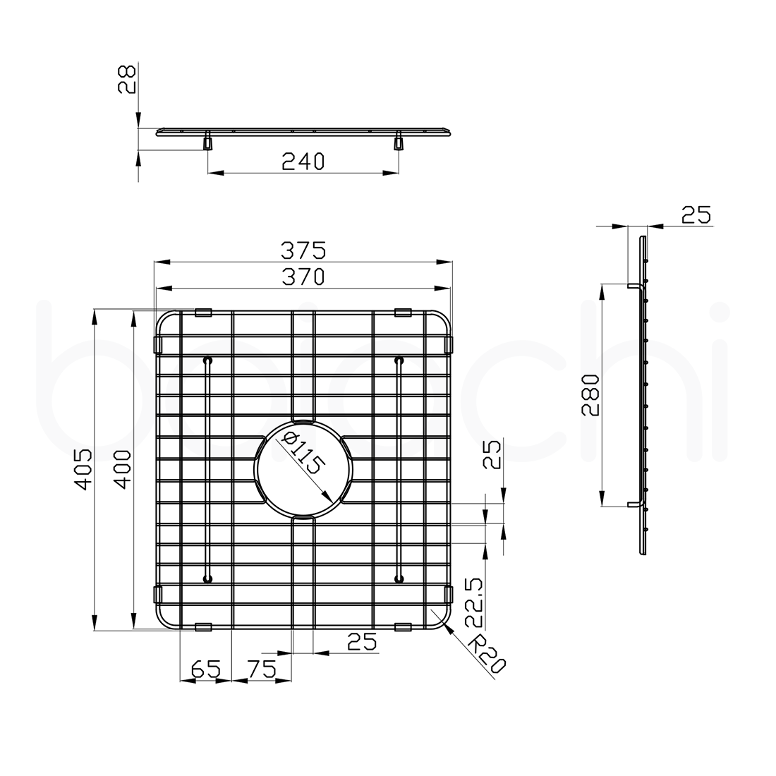 Baiachi Kitchen Sink Grid Gun Metal