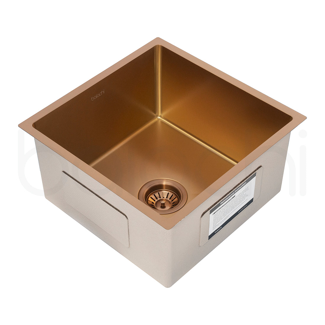 Baiachi 450x450 Handmade Kitchen and Laundry Stainless Steel Sink Single Bowl Top Undermount Brushed Copper