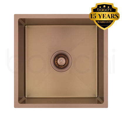 Baiachi 450x450 Handmade Kitchen and Laundry Stainless Steel Sink Single Bowl Top Undermount Brushed Copper