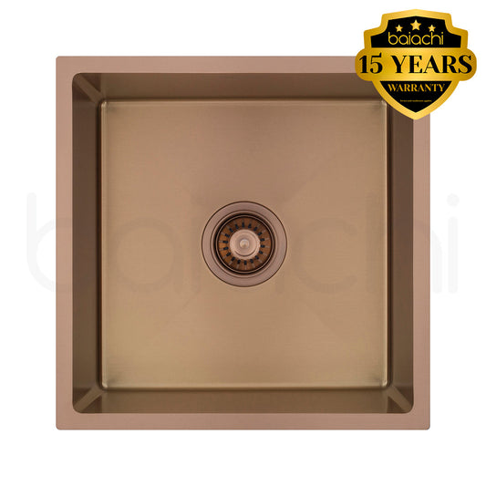 Baiachi 450x450 Handmade Kitchen and Laundry Stainless Steel Sink Single Bowl Top Undermount Brushed Copper