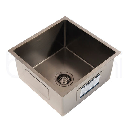 Baiachi 450x450 Handmade Kitchen and Laundry Stainless Steel Sink Single Bowl Top Undermount Antique Brass