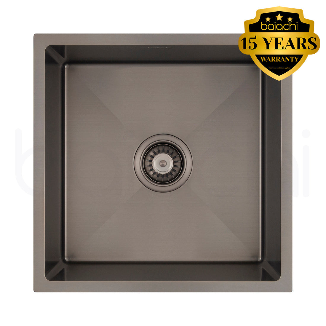Baiachi 450x450 Handmade Kitchen and Laundry Stainless Steel Sink Single Bowl Top Undermount Antique Brass