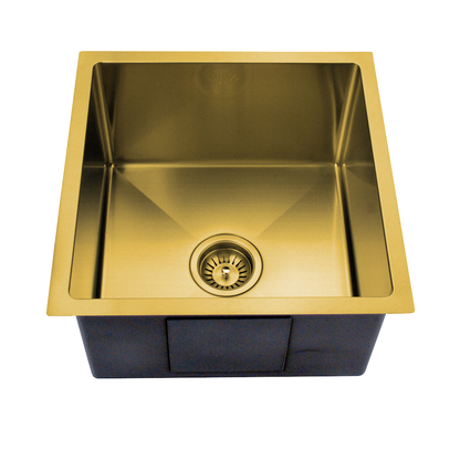 Baiachi 450x450 Handmade Kitchen and Laundry Stainless Steel Sink Single Bowl Top Undermount Brushed Gold