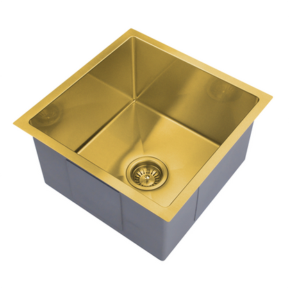 Baiachi 450x450 Handmade Kitchen and Laundry Stainless Steel Sink Single Bowl Top Undermount Brushed Gold