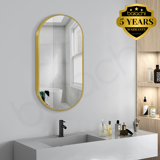 Baiachi Cora Oval 450mmx900mm Frame Mirror Brushed Gold