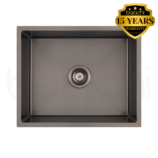 Baiachi 550x450 Handmade Kitchen and Laundry Stainless Steel Sink Single Bowl Top Undermount Antique Brass