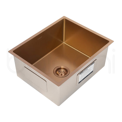 Baiachi 550x450 Handmade Kitchen and Laundry Stainless Steel Sink Single Bowl Top Undermount Brushed Copper