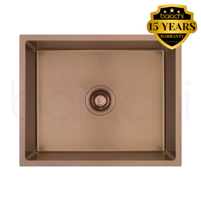 Baiachi 550x450 Handmade Kitchen and Laundry Stainless Steel Sink Single Bowl Top Undermount Brushed Copper