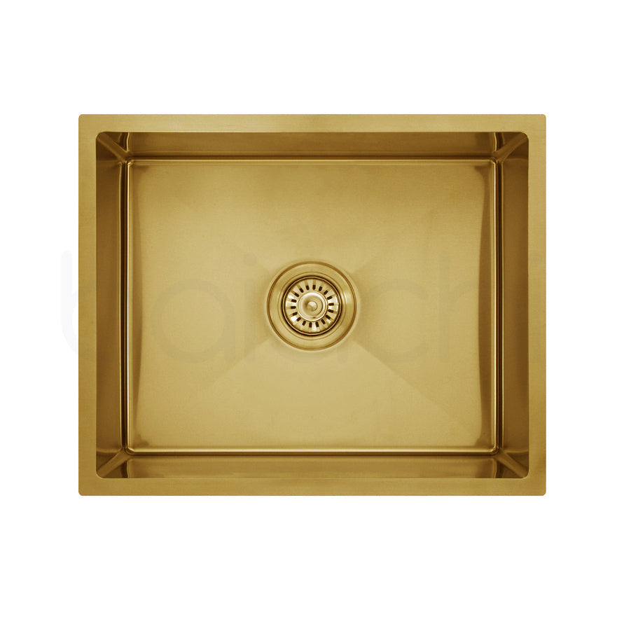 Baiachi 550x450 Handmade Kitchen and Laundry Stainless Steel Sink Single Bowl Top Undermount Brushed Gold