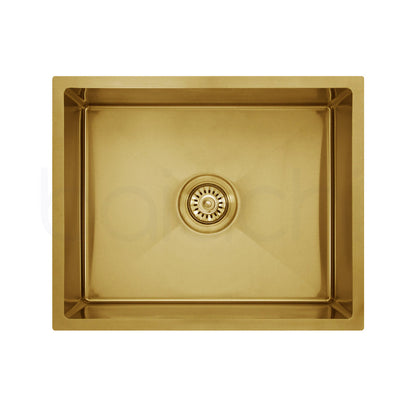 Baiachi 550x450 Handmade Kitchen and Laundry Stainless Steel Sink Single Bowl Top Undermount Brushed Gold
