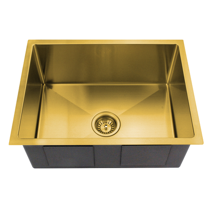 Baiachi 550x450 Handmade Kitchen and Laundry Stainless Steel Sink Single Bowl Top Undermount Brushed Gold