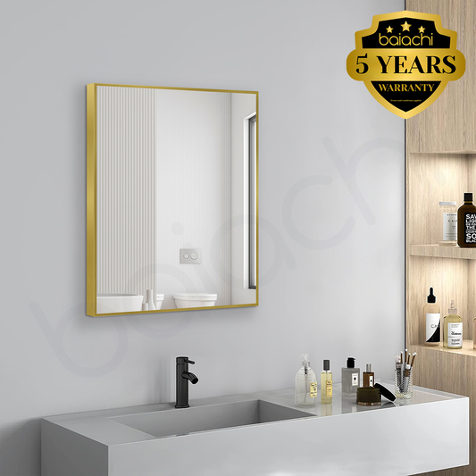 Baiachi Eden Square 600mmx750mm Frame Mirror Brushed Gold