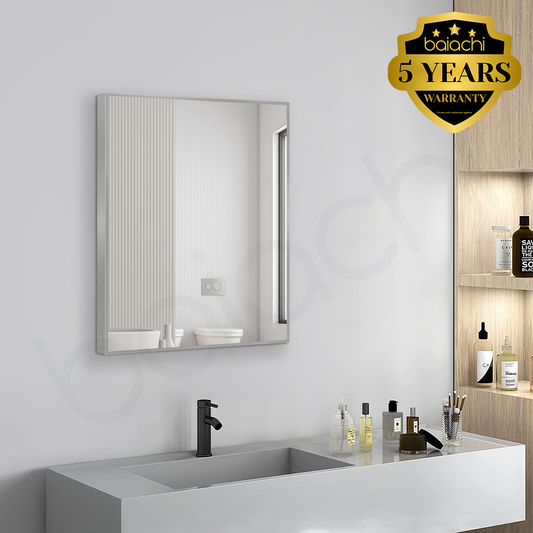 Baiachi Eden Square 600mmx750mm Frame Mirror Brushed Silver