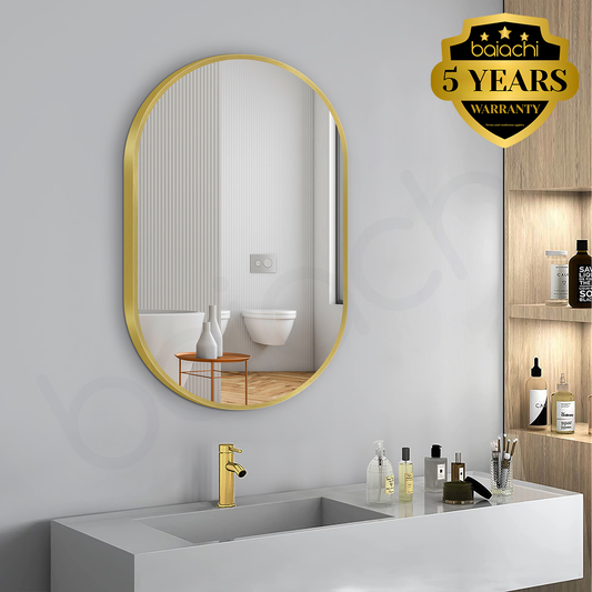 Baiachi Cora Oval 600mmx900mm Frame Mirror Brushed Gold