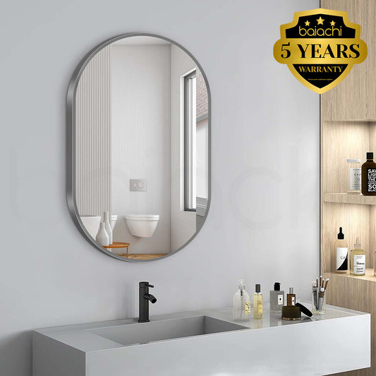 Baiachi Oval 600mmx900mm Frame Mirror Gun Metal
