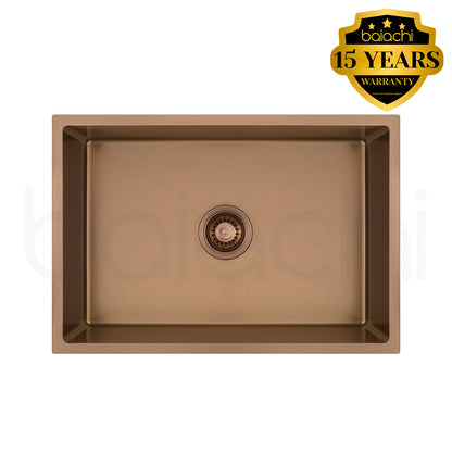 Baiachi 650x450 Handmade Kitchen and Laundry Stainless Steel Sink Single Bowl Top Undermount Brushed Copper