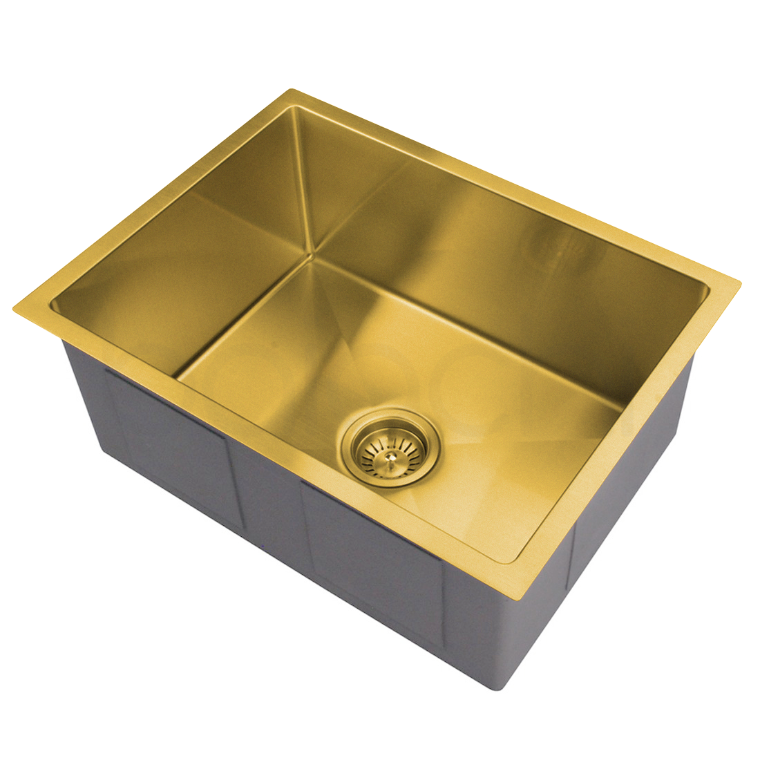 Baiachi 650x450 Handmade Kitchen and Laundry Stainless Steel Sink Single Bowl Top Undermount Brushed Gold