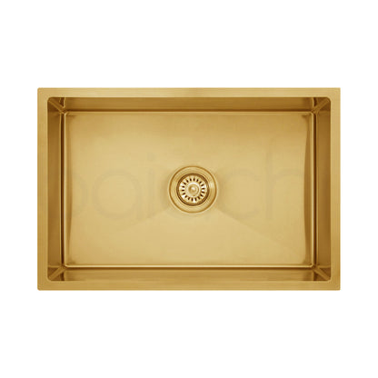 Baiachi 650x450 Handmade Kitchen and Laundry Stainless Steel Sink Single Bowl Top Undermount Brushed Gold