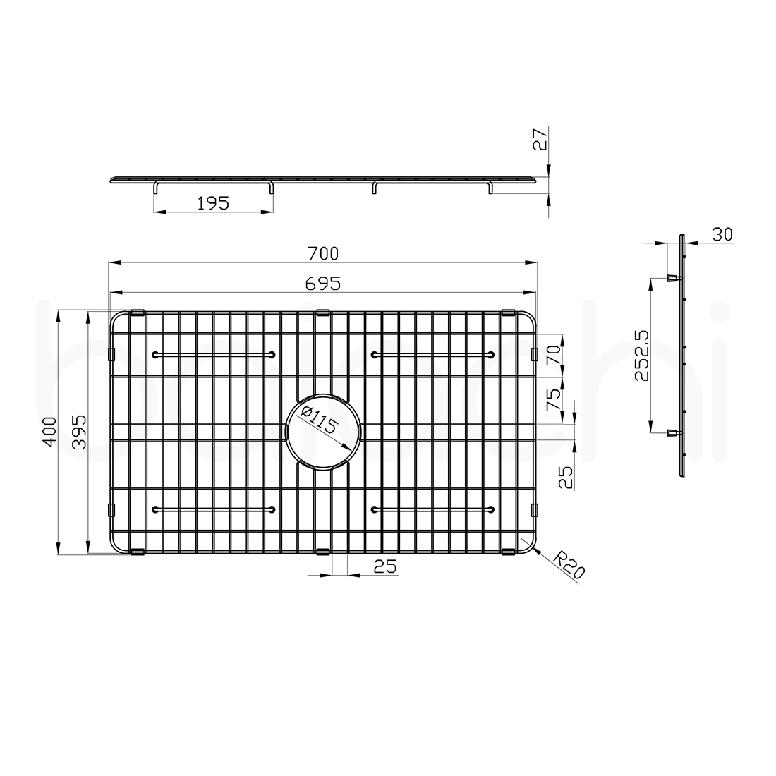 Baiachi Kitchen Sink Grid Antique Bronze