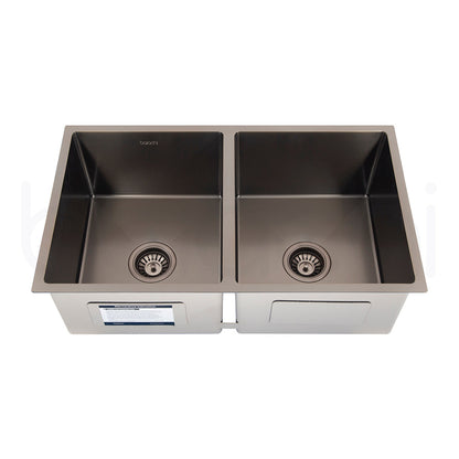 Baiachi 770x450 Handmade Kitchen and Laundry Stainless Steel Sink Double Bowl Top Undermount Antique Bronze