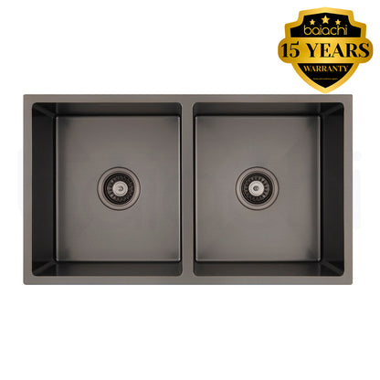 Baiachi 770x450 Handmade Kitchen and Laundry Stainless Steel Sink Double Bowl Top Undermount Antique Bronze
