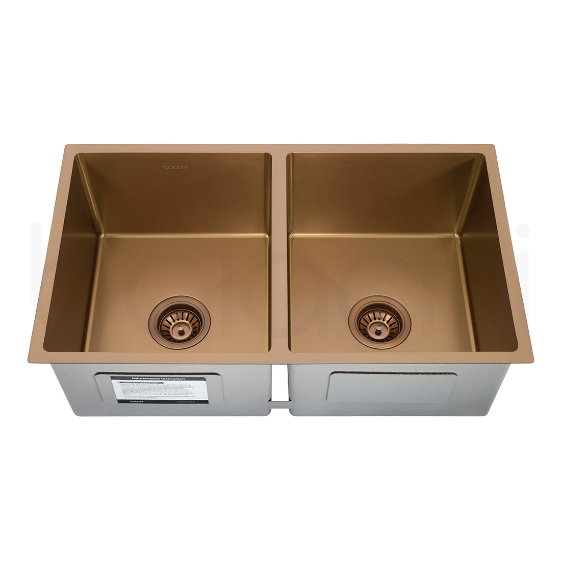 Baiachi 770x450 Handmade Kitchen and Laundry Stainless Steel Sink Double Bowl Top Undermount Brushed Copper