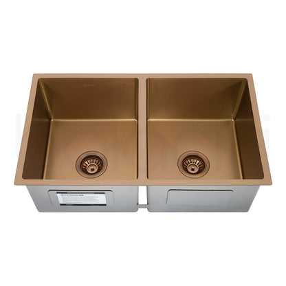 Baiachi 770x450 Handmade Kitchen and Laundry Stainless Steel Sink Double Bowl Top Undermount Brushed Copper