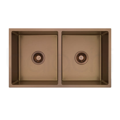 Baiachi 770x450 Handmade Kitchen and Laundry Stainless Steel Sink Double Bowl Top Undermount Brushed Copper